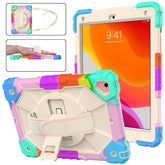 Estuche protector de silicona y policarbonato a prueba de golpes con diseño de robot en color de contraste, con soporte y correa para el hombro, para iPad 9.7 (2018) y (2017) / Air 2 / Air